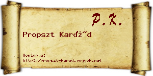 Propszt Karád névjegykártya